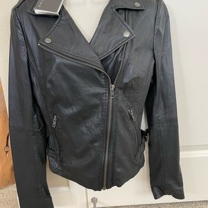 NWT Muubaa Black Leather Biker Jacket